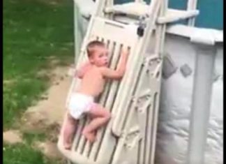 Dad’s viral video of toddler climbing up pool ladder is a warning to parents about pool safety (Details)