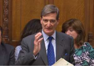 Dominic Grieve wearing a suit and tie: Remainer ringleader Dominic Grieve (pictured in the Commons today) has been pushing the government to commit to a 'meaningful vote' on the outcome of talks the EU