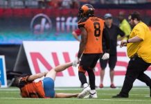Report: Pantless man who disrupted B.C. Lions game lawyers up over Marcell Young hit