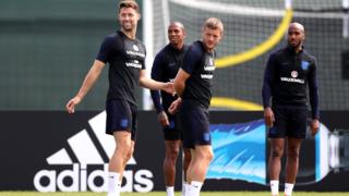 England players in training