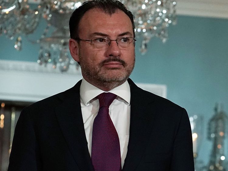 U.S. Secretary of State Mike Pompeo (R) participates in a photo-op with Mexican Foreign Secretary Luis Videgaray Caso (L) at the State Department June 5, 2018 in Washington, DC