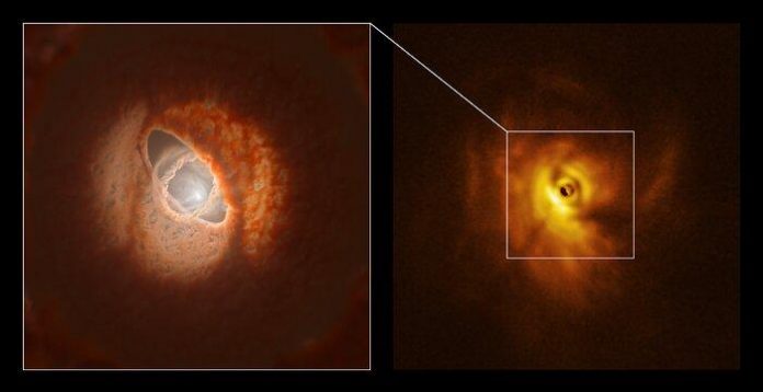 Researchers discover a warped disc "torn apart by stars" in a triple Tatooine-like system